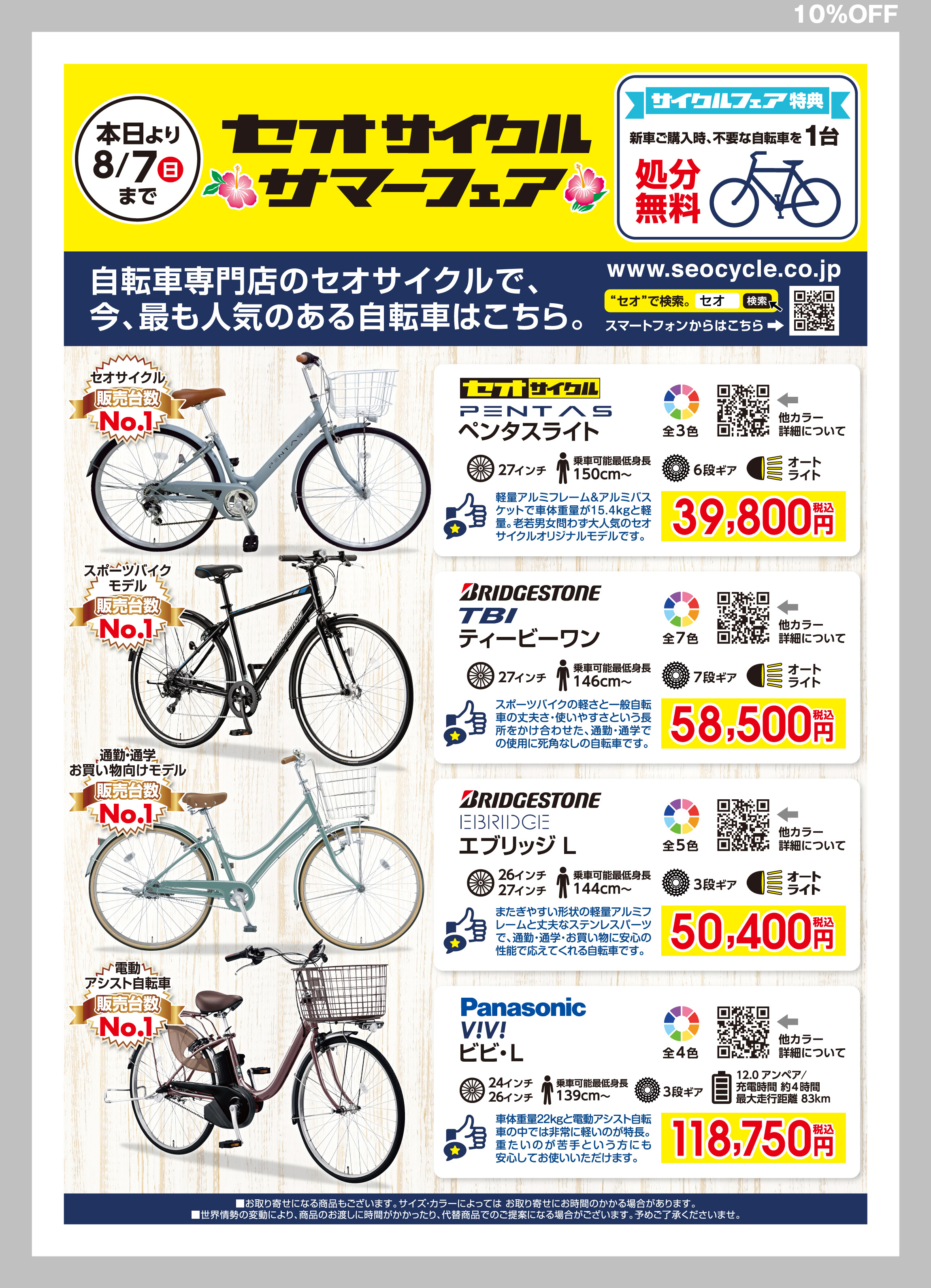 セオサイクルサマーサイクルフェア始まります！！8月7日まで